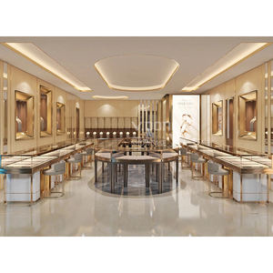 Vitrines de présentation de bijoux incurvées de luxe, mobilier sur mesure haut de gamme pour bijouteries avec éclairage LED pour boutiques de détail haut de gamme - Product Image 5