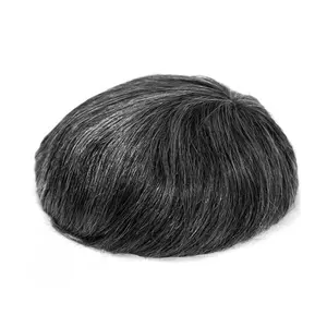 Wholesale Invisible Super Thin Skin Human Hair System All PU V-Loop Mens Toupee Hairpieces 1B50