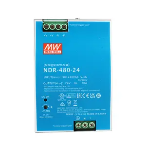 Meanwell NDR-480-24 480W 20A, Sakelar Catu Daya Din Rail 24V untuk Sistem Kontrol Industri