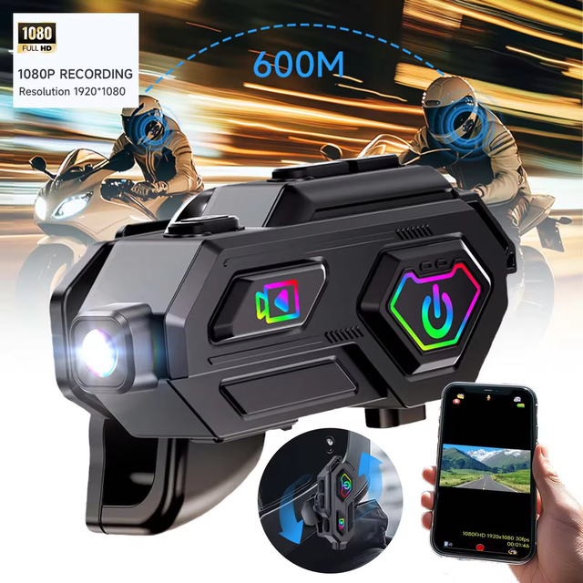 C8 MAX 600M Wireless Intercom Call FM Radio Motorcycle Headphone Helmet Walkie Talkie 256GB TF Card Recorder Motorbike Headset
