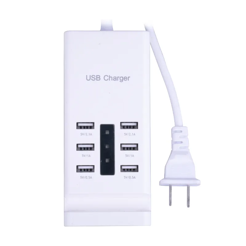 New Products 6 USB Port Charging Portable Mobile Phones Fast Charge Stations 2.1A 1A 0.5A USB Charger