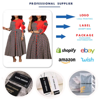 D598 Nouvelle Collection Robes d'Automne Décontractées pour Femmes, Col Rond, Manches 3/4, Imprimées, Élégantes Robes Africaines pour Vêtements Féminins
