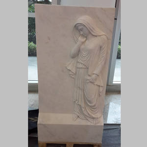 Statue d'ange pleureur à ailes ouvertes en marbre blanc, pierre tombale, <span class=keywords><strong>monument</strong></span> funéraire - Product Image 4