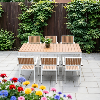 Ensembles de salle à manger modernes en WPC, bois massif et alliage d'aluminium pour balcon, jardin, cour et salons de thé - Modèle 070 Fabriqué en Chine