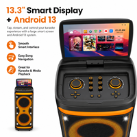 Machine de karaoké pour adultes avec affichage des paroles, écran 13,3 pouces, 100W, 2+2 canaux, microphone sans fil, éclairage LED RGB, compatible ordinateur/téléphone portable