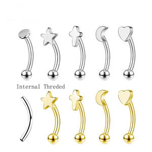 G23 ASTM F136 Titane Piercing Banane Sourcils Anneau Barbell Courbé Daith Helix Rook Boucle d'oreille Cartilage Tragus Body Jewelry - Product Image 1