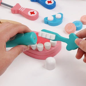 Haute qualité 42 pièces en bois fil de coton dentiste ensemble d'outils Simulation éducative <span class=keywords><strong>pour</strong></span> enfants docteur jeu de rôle jouet noël - Product Image 3