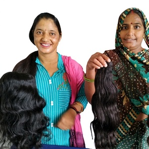 Extensions de cheveux humains indiens Remy 100 % naturels, double trame, ondulés, couleur noir naturel, 100 g/pièce, vente en gros - Product Image 1