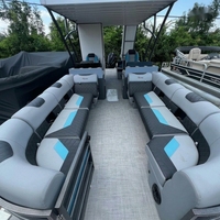 Bateau de fête pour 25 personnes avec barbecue et réfrigérateur, bateaux en alliage d'aluminium avec bar pour les loisirs et l'utilisation familiale, pontons
