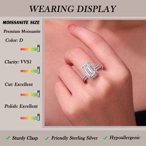 แหวนมอสซาไนต์ทรงเหลี่ยมมรกต 5.72 กะรัต ประดับมรกตตรงกลาง พร้อมวงแหวนแบบเต็มวง ทำจากเงินแท้ 925 สำหรับผู้หญิง ของขวัญเครื่องประดับสำหรับงานแต่งงาน - Product Image 6