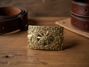 Fibbia per Cintura Grande in Lega Placcata Oro Antico, Design Quadrato 5.0cm - Product Image 2