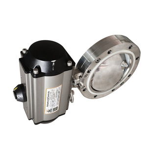 Válvula de Mariposa Neumática de Vacío, de Acero Inoxidable y Aluminio, con Doble Brida, para Medios Gaseosos, Temperatura Normal, Aplicación General - Product Image 1
