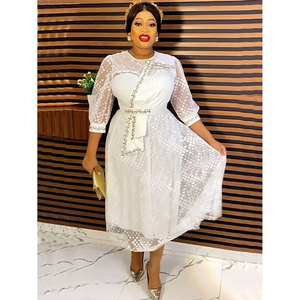 Ankara White Lace Dress Styles - V-Neck A-Line 2022