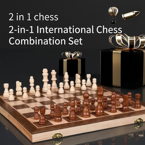 Set di <span class=keywords><strong>Scacchi</strong></span> e Backgammon <span class=keywords><strong>in</strong></span> <span class=keywords><strong>Legno</strong></span> 3-<span class=keywords><strong>in</strong></span>-1, Gioco da Tavolo Pieghevole con Contenitore, Gioco di Strategia Portatile per Adulti, Bambini e Famiglia - Product Image 5