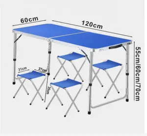 Tabela de piquenique dobrável de alumínio, com 4 assentos, mesa de acampamento portátil com banco para mala ao ar livre, mesa para churrasco, piquenique, caminhadas