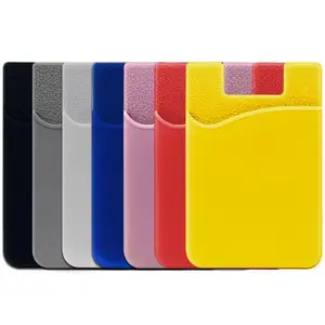 定制徽标卡座口袋粘性手机粘合剂硅胶身份证信用卡卡座，带背面贴纸