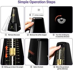 TERENCE Métronome noir pour guitare, piano, violon, batterie et autres instruments – Précision de rythme et de tempo pour débutants – Accessoires musicaux - Product Image 3