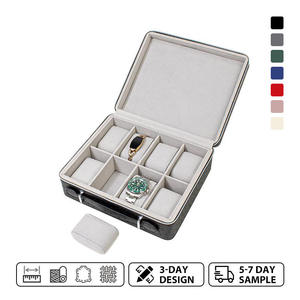 High End Luxury Multi-functional Larger Capacity 8 Slots Position Leather Watch <b>Boxes</b> with Velvet Portable Pillow for Storage - Product Image 2