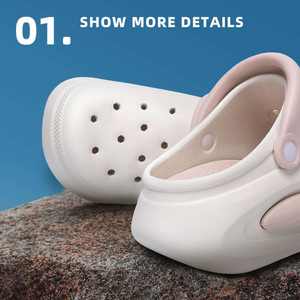 Sandalias Tiyo para Mujer, Diseño Perforado con Patrón de Dibujos Animados, Decoración de Diamantes de Imitación, Antideslizantes, para Playa, Verano, Talla Adulto, 3.5cm de Grosor - Product Image 5