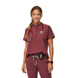 OEM customed New Fast Delivery <span class=keywords><strong>Medical</strong></span> Scrub uniforme Jogger set antirughe da donna con bottone montato - Product Image 6