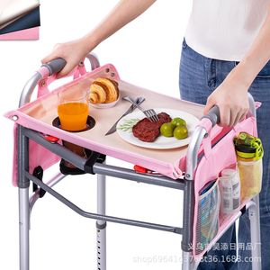 Bandeja de apoyo para caminar Haotian de 47x37 cm con bolsillos para personas mayores, color rosa - Product Image 1