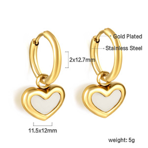 Pendientes de Aro en Forma de Corazón de Acero Inoxidable en Oro y Plata, Joyería de Moda para Mujer, Pendientes Colgantes de Regalo - Product Image 2