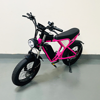 Bicicleta Eléctrica Enduro Rosa, Bicicleta de Montaña Rápida, 48v 20ah, Suspensión Completa, Neumáticos Anchos, Bicicleta Eléctrica para Adultos