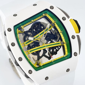Men's White Ceramic Skeleton Automatic Mechanical <b>Watch</b> with White <b>Rubber</b> Strap - Stylish <b>Watch</b> - Product Image 2