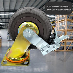 4 Zoll Hochleistungs-Premium-Polyurethan-Schwenkrollen mit Bremsen, Set mit 4 roten PU-Verschleißfesten Glatten Kugellager-Rädern - Product Image 1