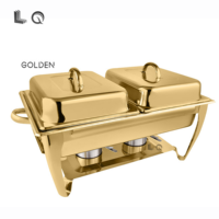 Plats à friture dorés élégants et dorés avec couvercle suspendu pour les fêtes de mariage et le réglage de la table Chauffe-plats pour les hôtels et les restaurants