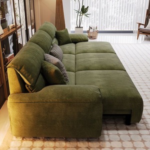 Sofá cama minimalista italiano de doble función, sin necesidad de espacio entre paredes, ajustable, de tela, terciopelo, eléctrico. - Product Image 2