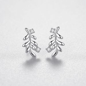 Boucles d'oreilles en argent sterling S925 personnalisables, version cuivre, inspiration naturelle, zircone ronde, motif feuille, cadeau pour femme, usage quotidien - Product Image 6