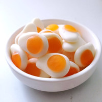Bulk korting Zoete Fruitige Cartoon Gummy Candy Gebakken Ei Vorm Bulk Halal Kauwgom Gummy Candy voor Kinderen