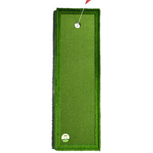 Tapis d'entraînement de golf miniature vert 61cm x 274cm, gazon artificiel d'intérieur avec drapeau et logo - Product Image 3