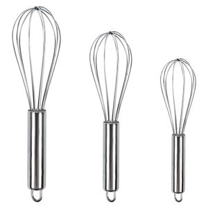 Stainless Steel Manual Whisk Set 3 Sizes Spring Handle Egg Beater Kitchen Mixing Tool For Baking Stirring - Product Image 1