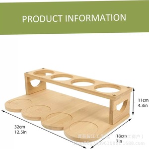 Wooden kitchen storage rack, countertop spice bottle holder, multi-functional wine glass rack, bottle and jar condiment rack. - Product Image 2