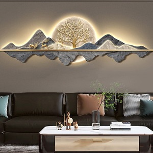 Decorazione di pittura moderna fresca e rotonda di cristallo di arte con luce a Led dipinti e arti murali per la decorazione della casa decora - Product Image 3