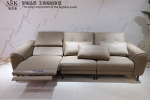 Ensemble <span class=keywords><strong>de</strong></span> canapé d'angle en cuir 3 places <span class=keywords><strong>de</strong></span> <span class=keywords><strong>luxe</strong></span> Design moderne Massage électrique pivotant rembourrage en cuir véritable salon en métal - Product Image 4