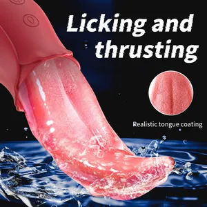 Hot Selling Realistic Tongue Licking Rose Vibrators Sex Toys For Adult Women With G Spot Clitoris Stimulator Nipple Massager