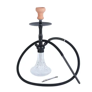 Narguilé de vidro transparente, venda quente, alta qualidade, vidro personalizado, sheesha, narguilé, com gaiola, alumínio, shisha, conjunto completo