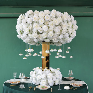 120cm Tall Artificial Flower Stand Party Decor White <strong>Centerpieces</strong> Flower <strong>Wedding</strong> Table Metal <strong>Centerpieces</strong> With Red Flower - Product Image 5