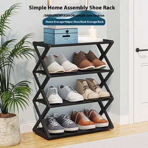 Kreatives X-Design Schuhregal Wohnzimmer-Aufbewahrungshelfer Moderner Schuhorganizer für Zuhause mit Starken Stahlrohren - Product Image 2