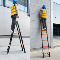 Échelle télescopique double face réglable en gros d'usine, portable, multi-usage, pliable, extensible, en acier, pour extérieur