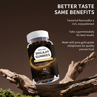 Gummies de Shilajit Pur de l'Himalaya OEM avec Ashwagandha et Acide Fulvique, Certifiées HACCP, Sans Gluten, Sans Sucre Ajouté, 60 Pièces