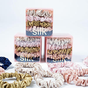 Free Sample Scrunchies Silk Satin <strong>Hair</strong> Tie Mini 1cm 100% Pure Mulberry Silk <strong>Hair</strong> Scrunchy Set with Box - Product Image 3