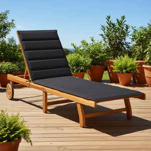 Tumbona de Madera de Acacia Sólida con Cojín, Muebles de Exterior de Primera Calidad - Product Image 2