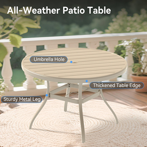<b>Patio</b> Dining Set 4 Chairs 40.6 In <b>Round</b> Metal <b>Table</b> Outdoor Furniture Set - Product Image 5