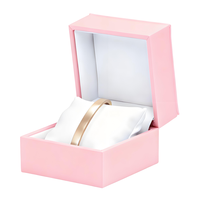 Boîte à bijoux en papier de luxe avec texture en cuir rose, boîte cadeau pour montre, boîte à bijoux pour bague, boucles d'oreilles, collier, bracelet