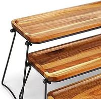 [BeNK] Ensemble de présentoir à dessert de mariage en bois d'acacia, support à cupcakes à 3 niveaux, plateau de service, design contemporain, compact et léger