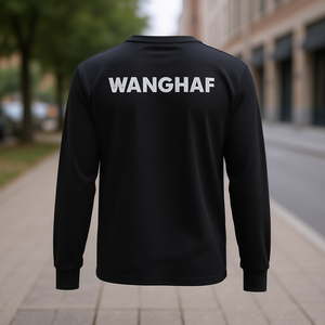 Maglietta a Maniche Lunghe Wanghaf Nera Unisex per Uso Casual - Product Image 3